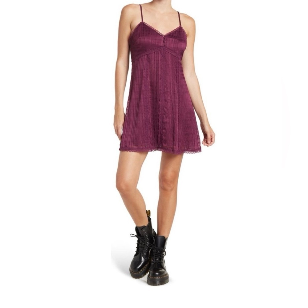 Alice + Olivia Genevieve Mini Dress NWT Boysenberry Lace Slip Dress Size 14 - Picture 2 of 8